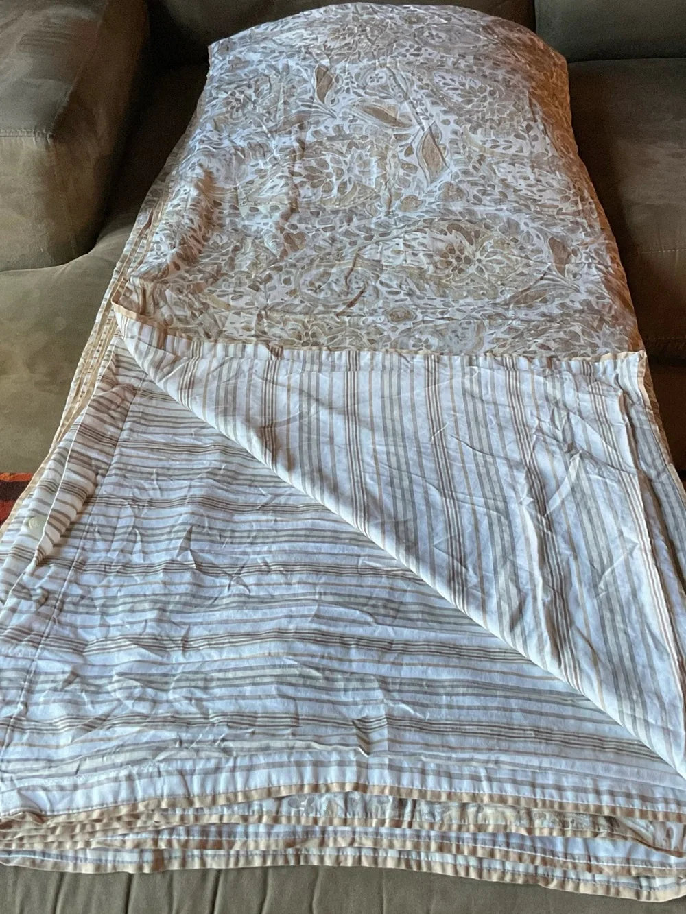 Ralph Lauren Naomi Tan Paisley KING Duvet Cover Set 3 Pieces